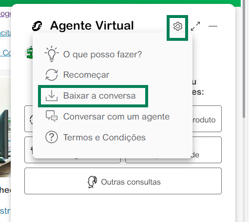 Baixar a Conversa Chat Agente Virtual