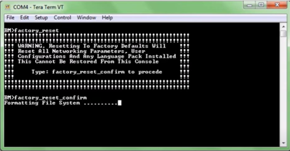 An image showing how to do a format / factory reset on an NMC in Boot Monitor