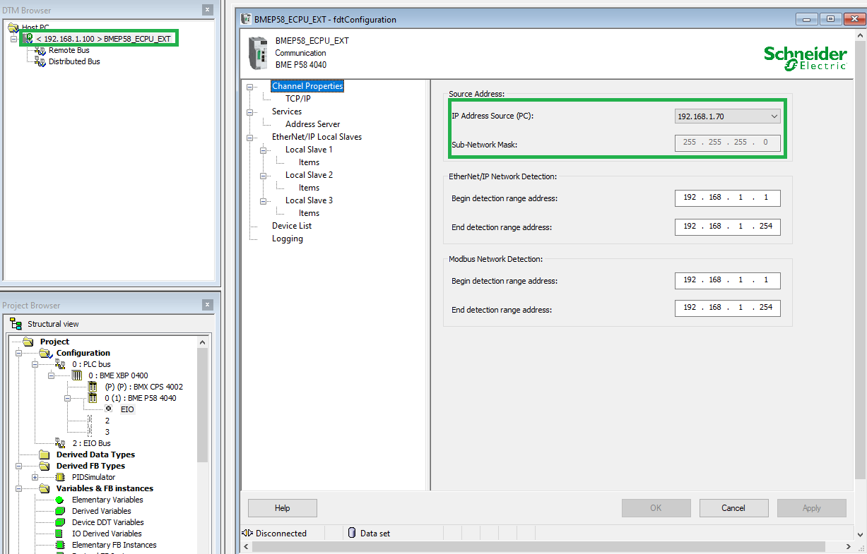IP Address Source (PC) dropdown