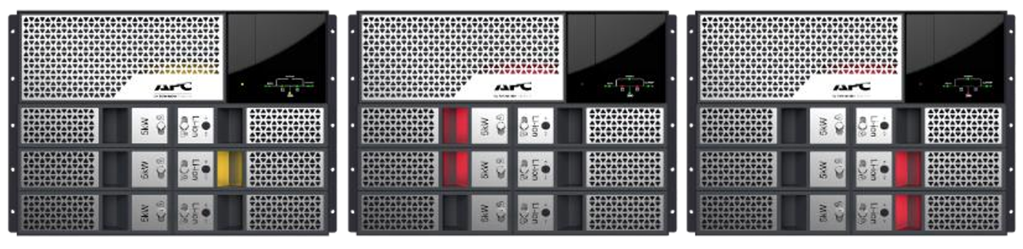 An image showing different LEDs illuminated on a Smart UPS Ultra Modular ultra
