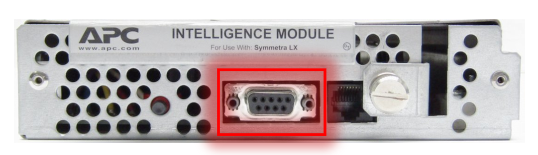 This is an image showing the location of the serial service port on a SYMIM5