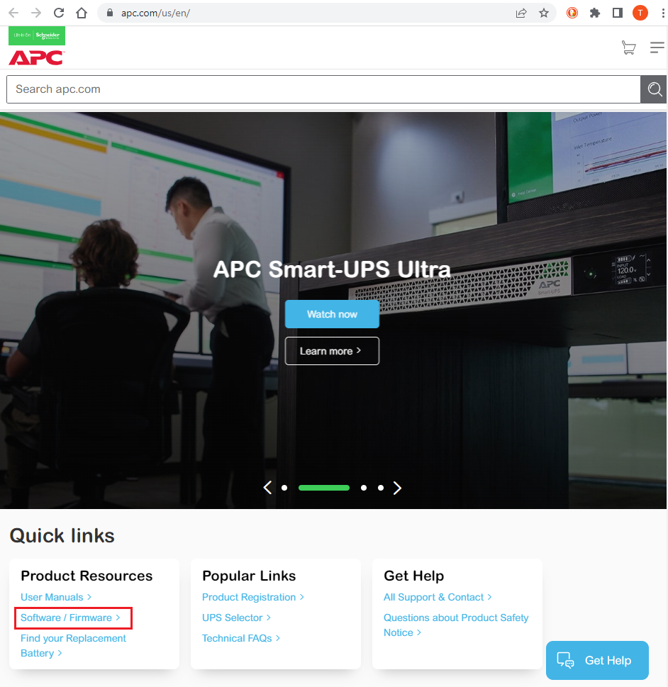 software and firmeare tool link on apc homepage