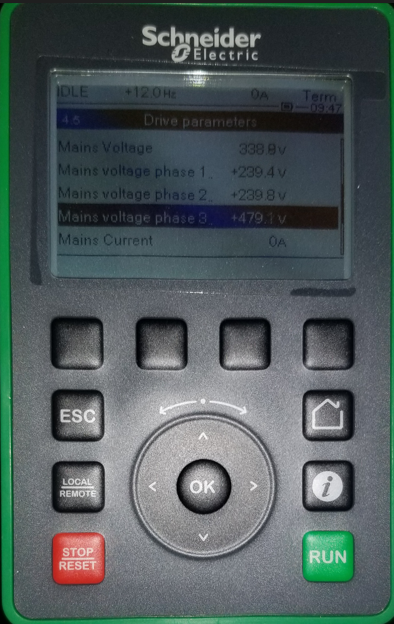 HMI showing voltages example A