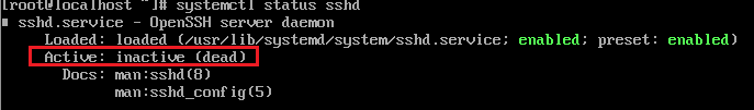 SSH service inactive