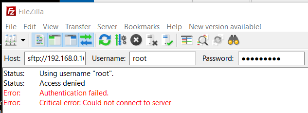Access denied while using Filezilla