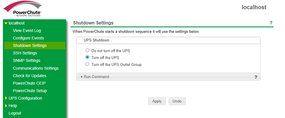 UPS Shutdown Settings