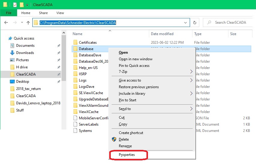 database properties