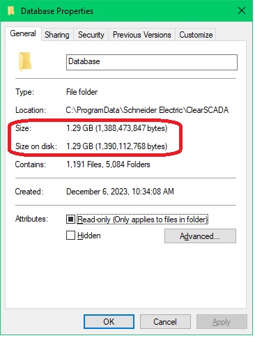 disk size