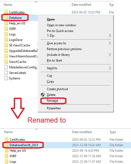 database rename