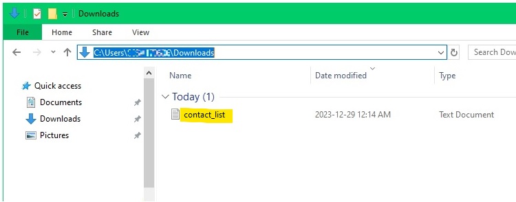 downloaded file