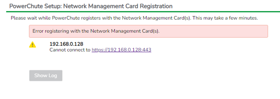 Error registering with network card