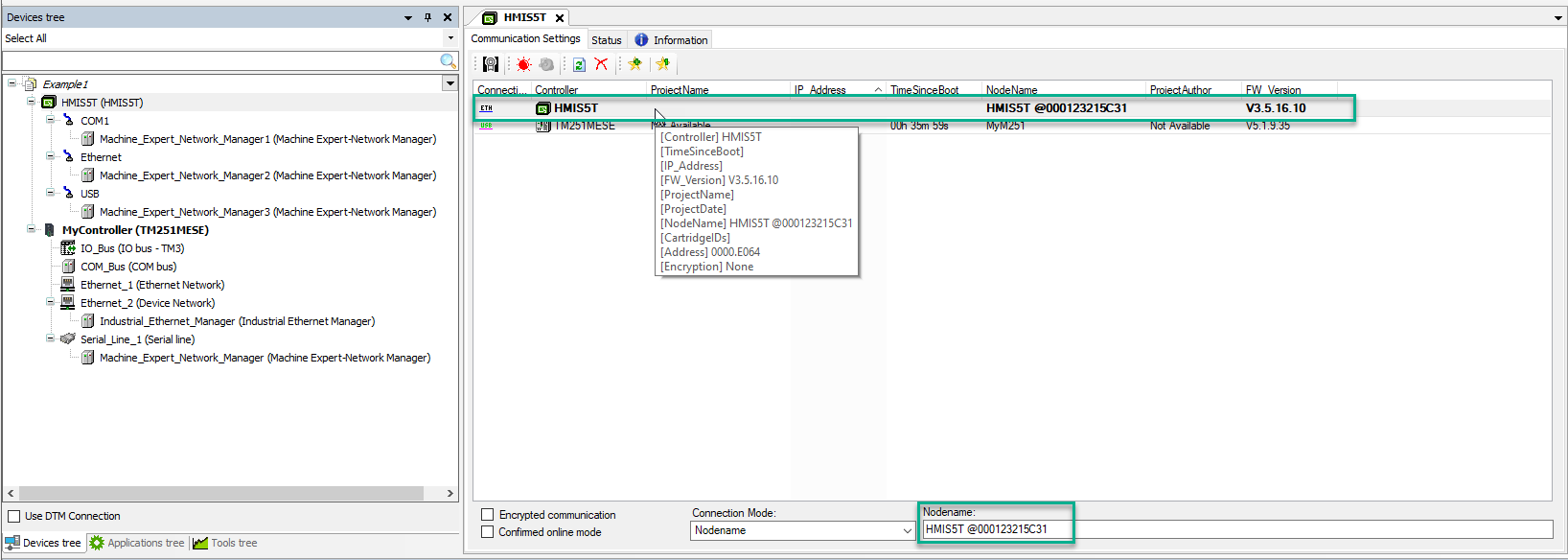 Doubleclick row of the device you wish to download to