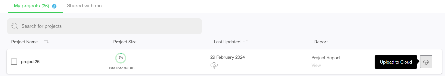 Uploading the pcet file to cloud