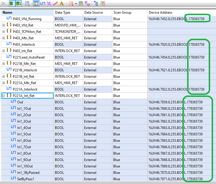 Device Addresses for Unlocated Variables