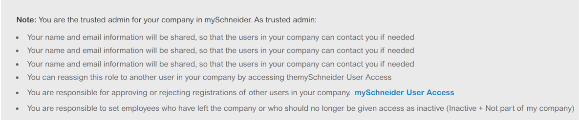 Trusted admin responsibilities