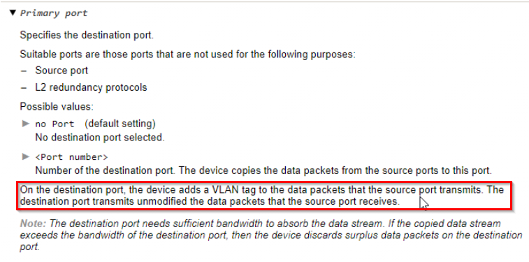 VLAN, Modicon switch, mirror