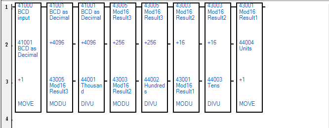 Modular math operations to take a BCD value and convert it to an unsigned integer.