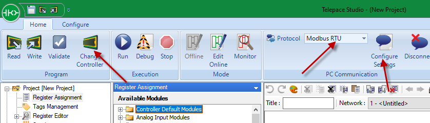 Setting Controller Type and Protocol