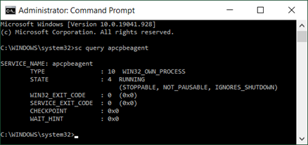 command prompt check service status