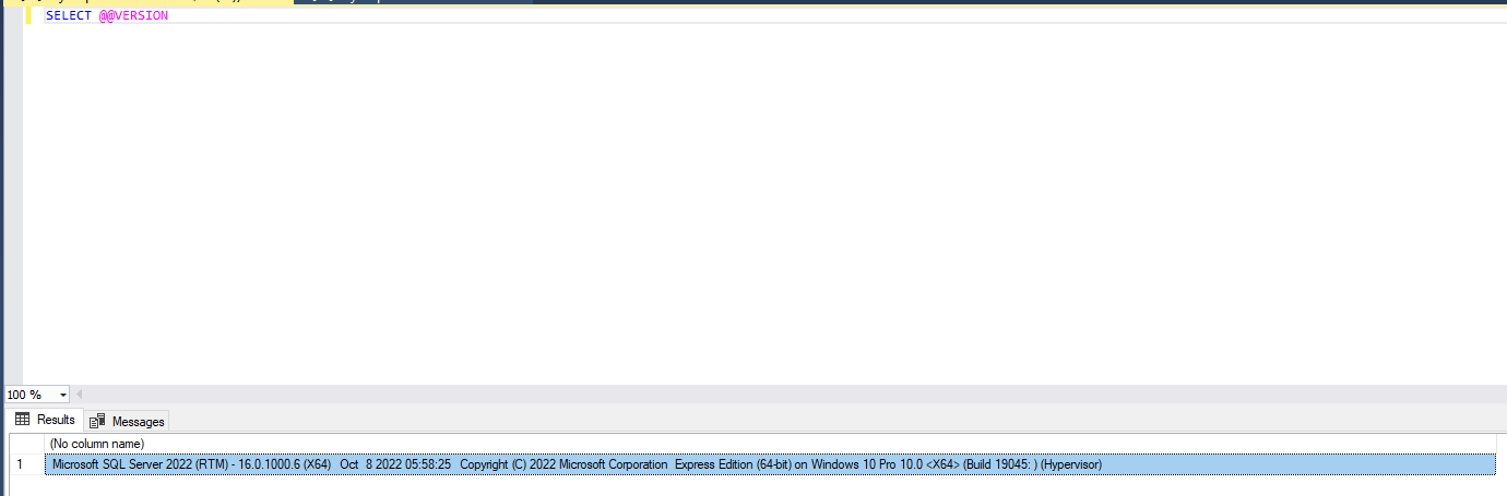 SQL Server SELECT @@VERSION