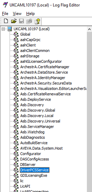 List of components on the server that use this logger will appear. Locate the “DriverPCSService” component.