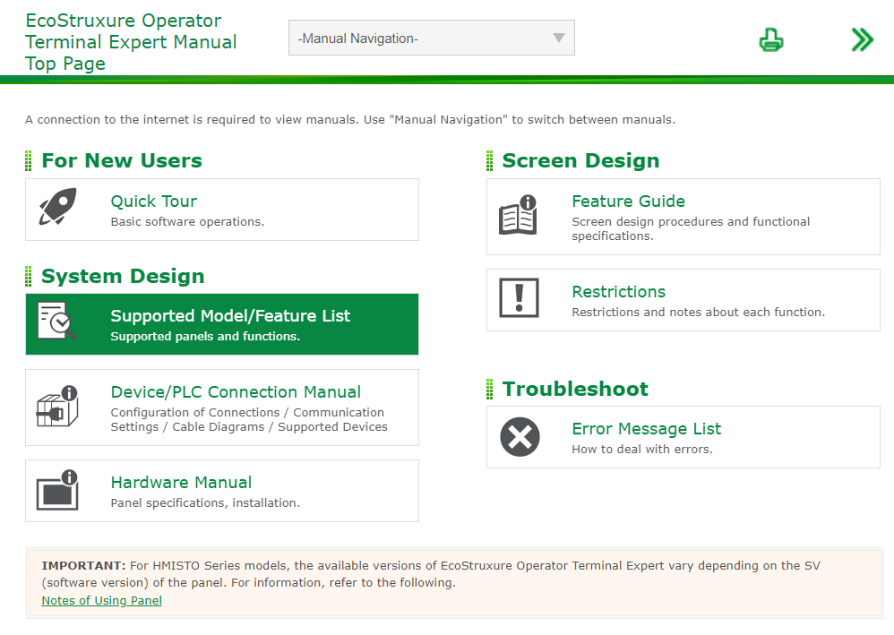 Select Supported Model / Feature List