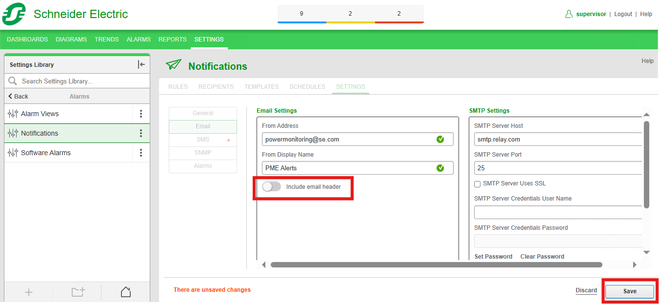 Uncheck include email header