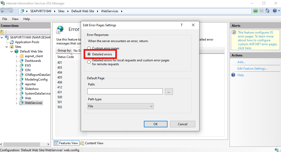 Enable Detailed Errors