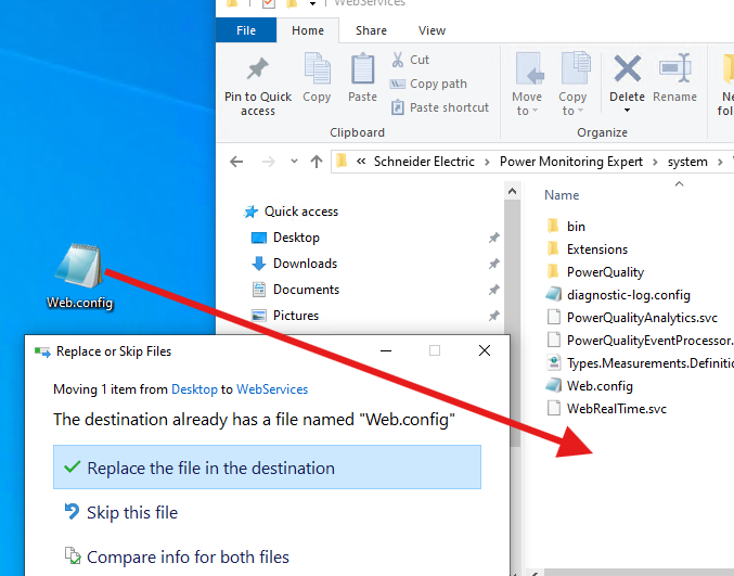 Overwrite with file from desktop