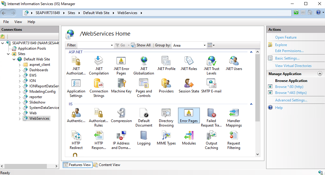 IIS web page configuration