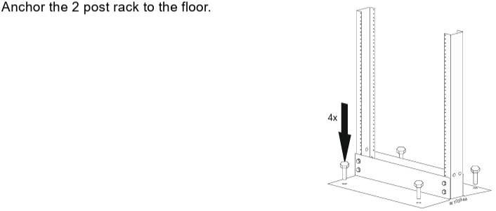 Image below shows step 1 for Smart-UPS Ultra Modular 2-post rack installation 