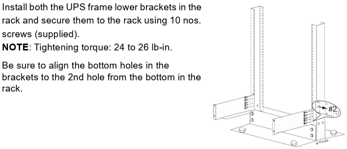 Image below shows step 2 for Smart-UPS Ultra Modular 2-post rack installation 
