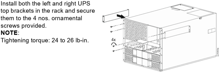 Image below shows step 3 for Smart-UPS Ultra Modular 2-post rack installation 