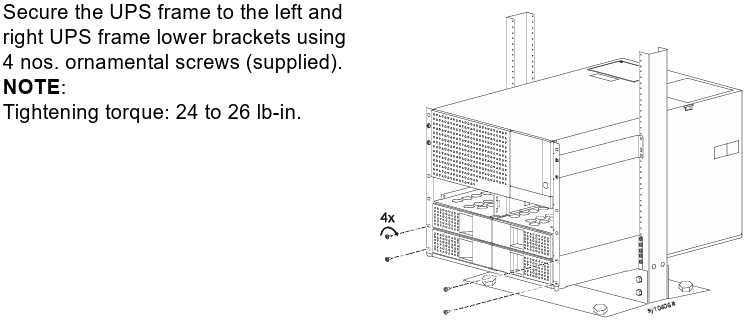 Image below shows step 5 for Smart-UPS Ultra Modular 2-post rack installation 