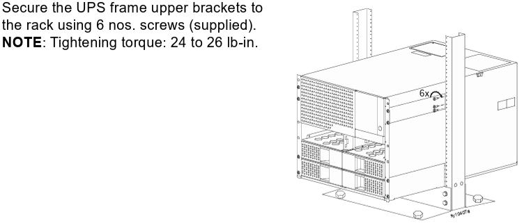 Image below shows step 6 for Smart-UPS Ultra Modular 2-post rack installation 