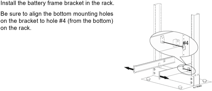 Image below shows step 2 for Smart-UPS Ultra Modular with Extended Battery Frame in a 2-post rack installation 