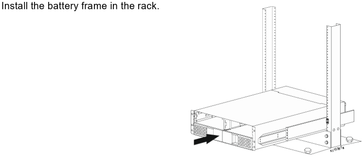Image below shows step 4 for Smart-UPS Ultra Modular with Extended Battery Frame in a 2-post rack installation 