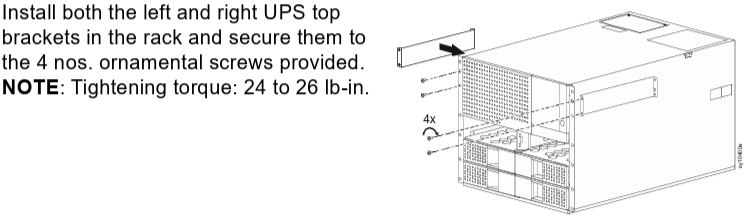 Image below shows step 7 for Smart-UPS Ultra Modular with Extended Battery Frame in a 2-post rack installation 