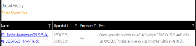 Site Key Issue