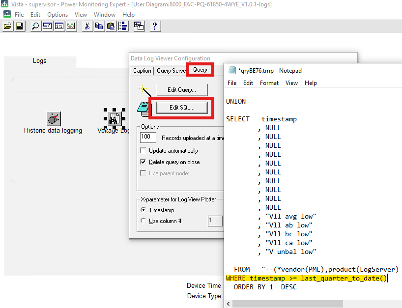 WHERE timestamp >= last_quarter_to_date() pasted above ORDER BY