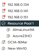 vCenter Server list of VMs