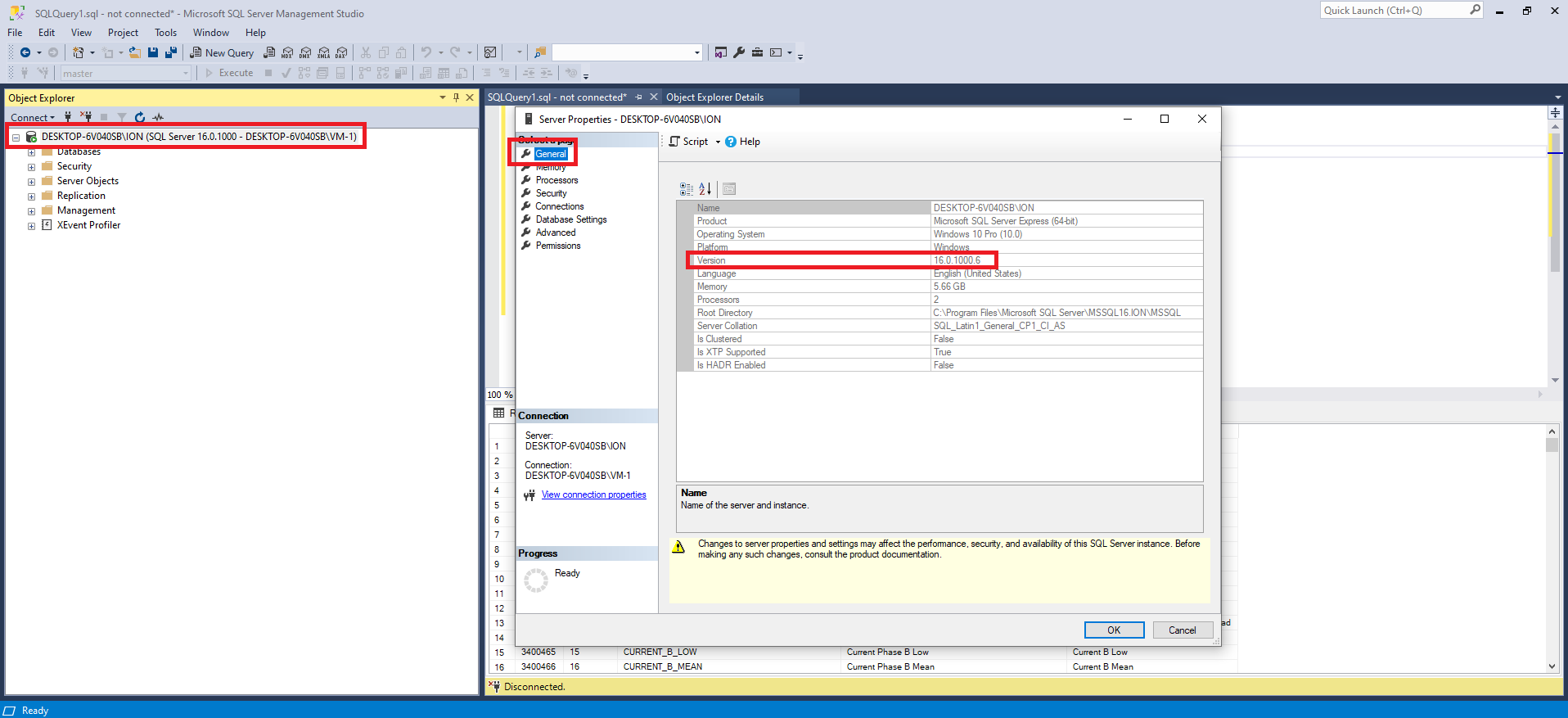 SQL version