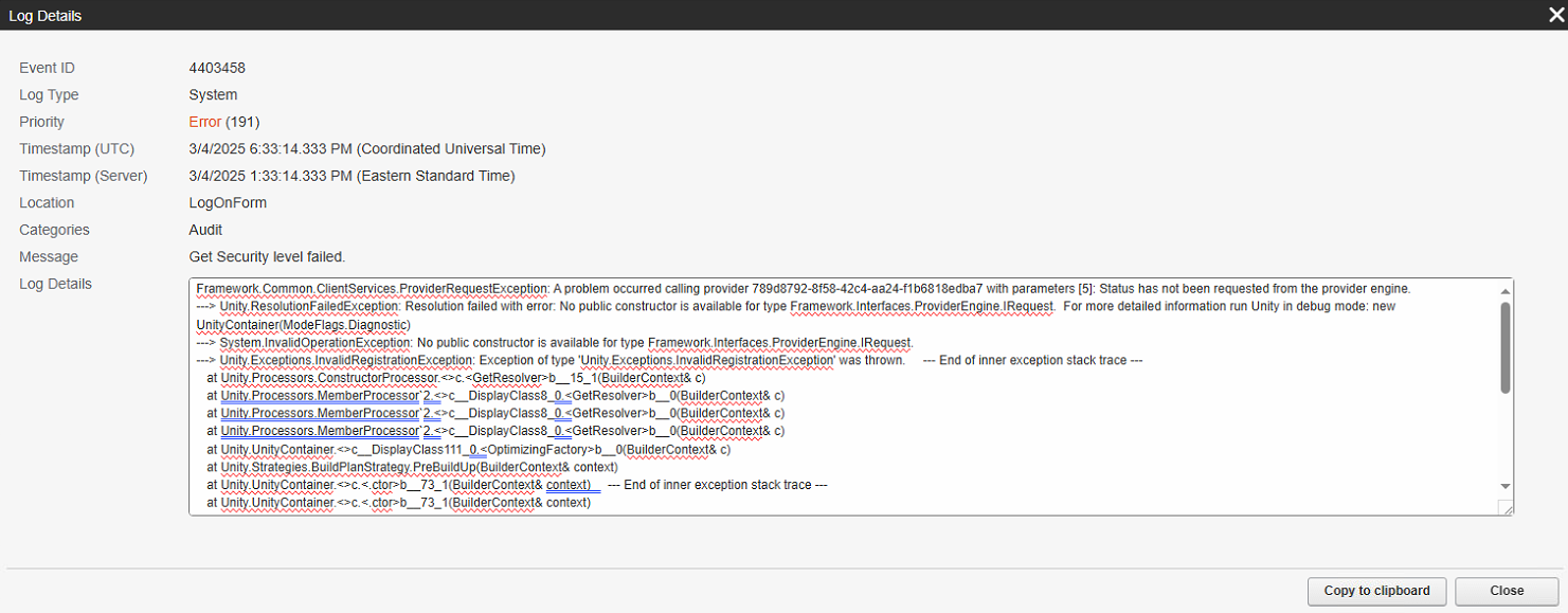 error message in web apps