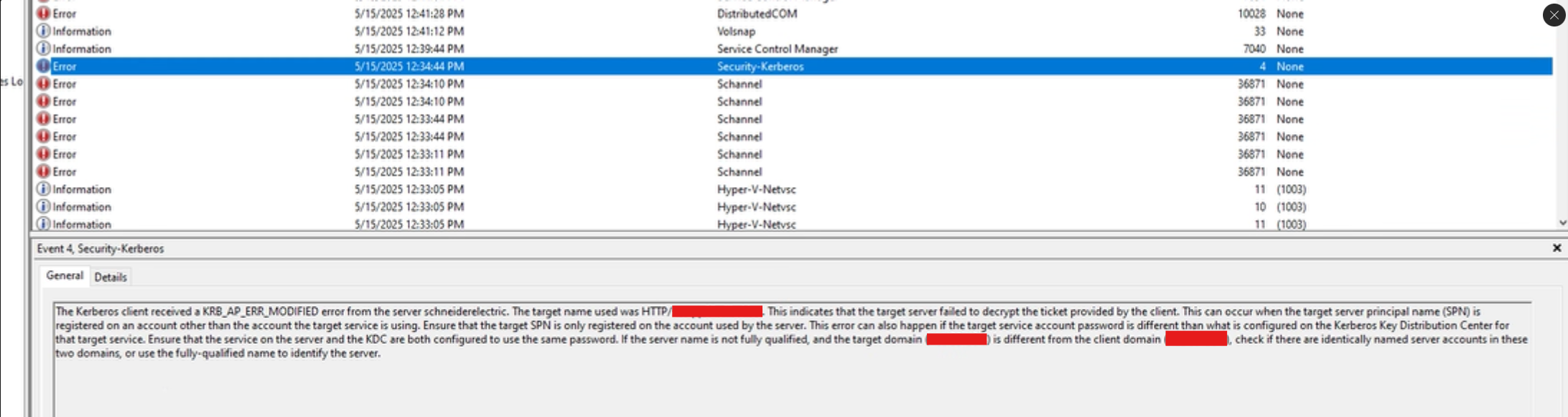 kerberos error