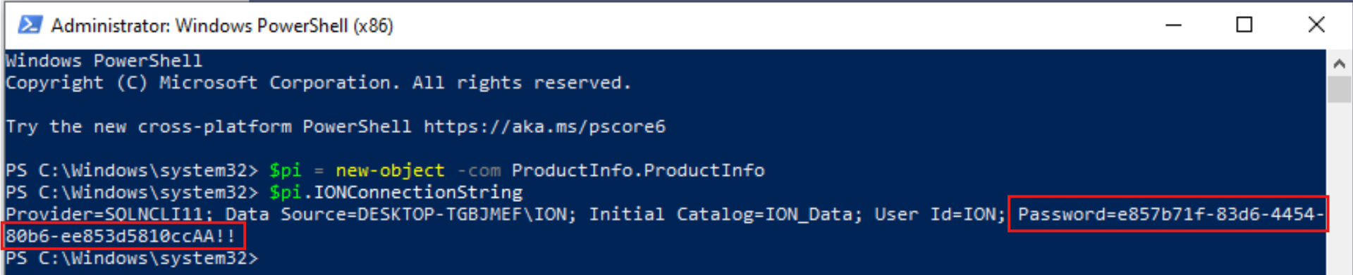 PowerShell (x86) ION password example photo