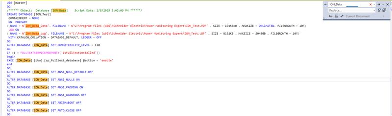 create database ION_Data script