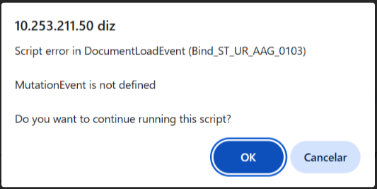 Erro de Script (Mutation Events) que aparece nos navegadores