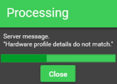 Mensagem de erro "Hardware profile do not match"