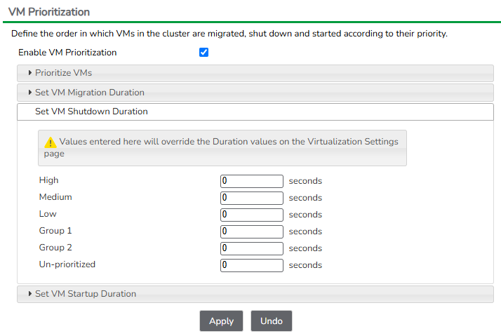 VM Shutdown duration set to zero