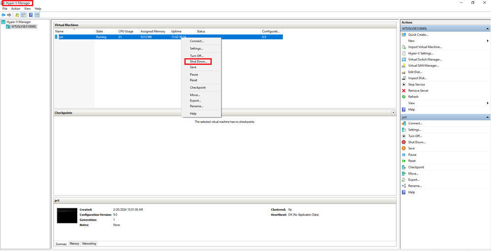 HyperV shutdown
